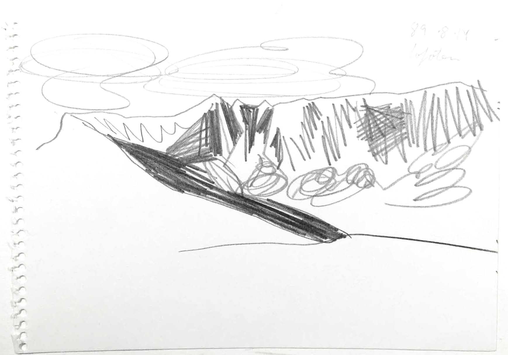 Sequence of 3 stages in the extraction of border lines of a wood surface pattern, 
full colour top, thin lines bottom